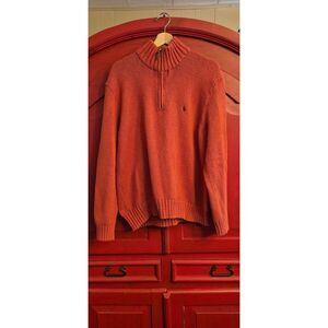 Polo Ralph Lauren Mens XL Burnt Orange Knit Sweater 1/4 Zip Front  Dressy Casual
